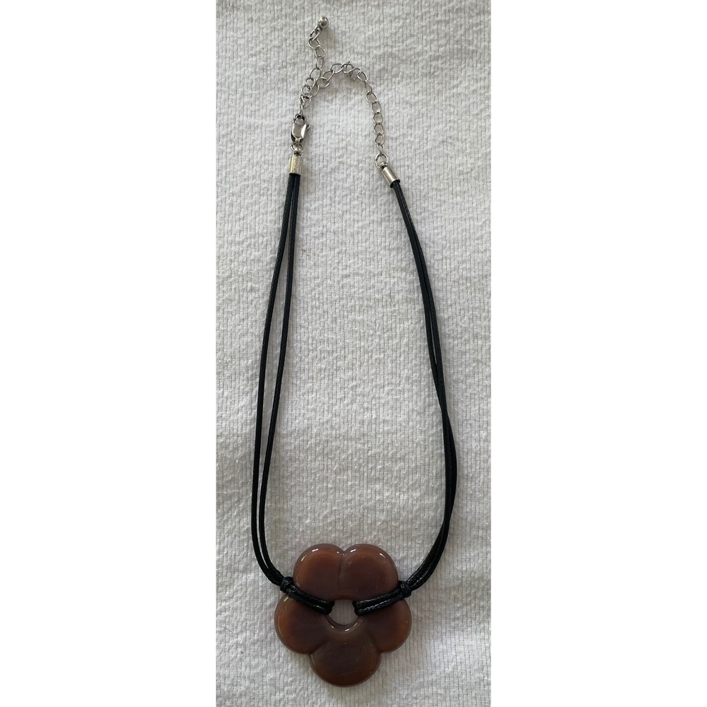 Free People Brown Baby Flower Cord Choker Necklace Adjustable Y2K Brown Glass - Picture 3 of 8